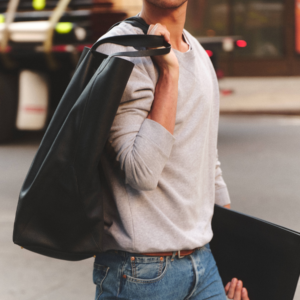 Alternative view of Leather Weekender Tote Bag with Lightweight Unlined Design