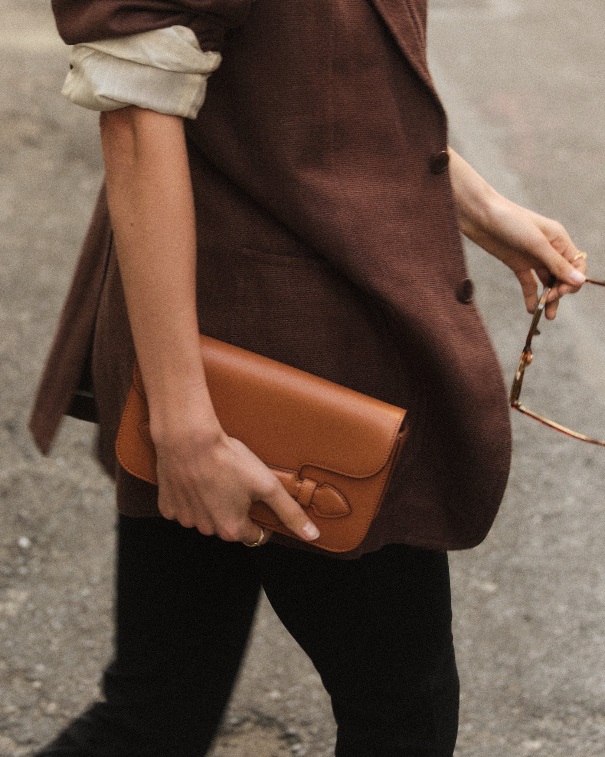 Clutch Bag with Leather Exterior and Suede Lining - Image 2