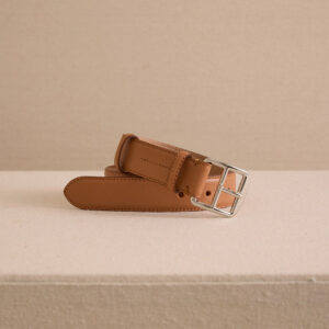 Leather Belt with Metal Buckle Hardware