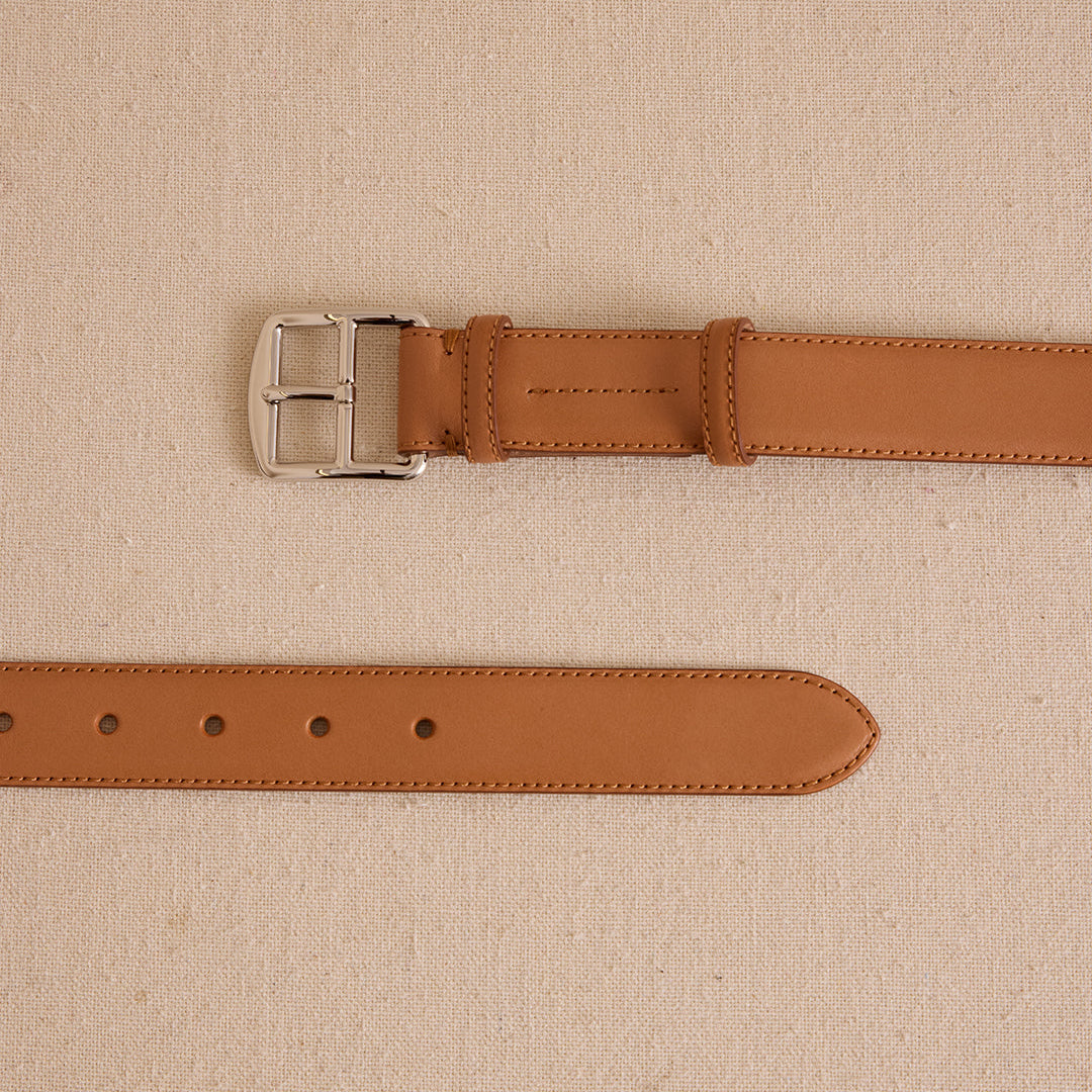Leather Belt with Metal Buckle Hardware - Image 2