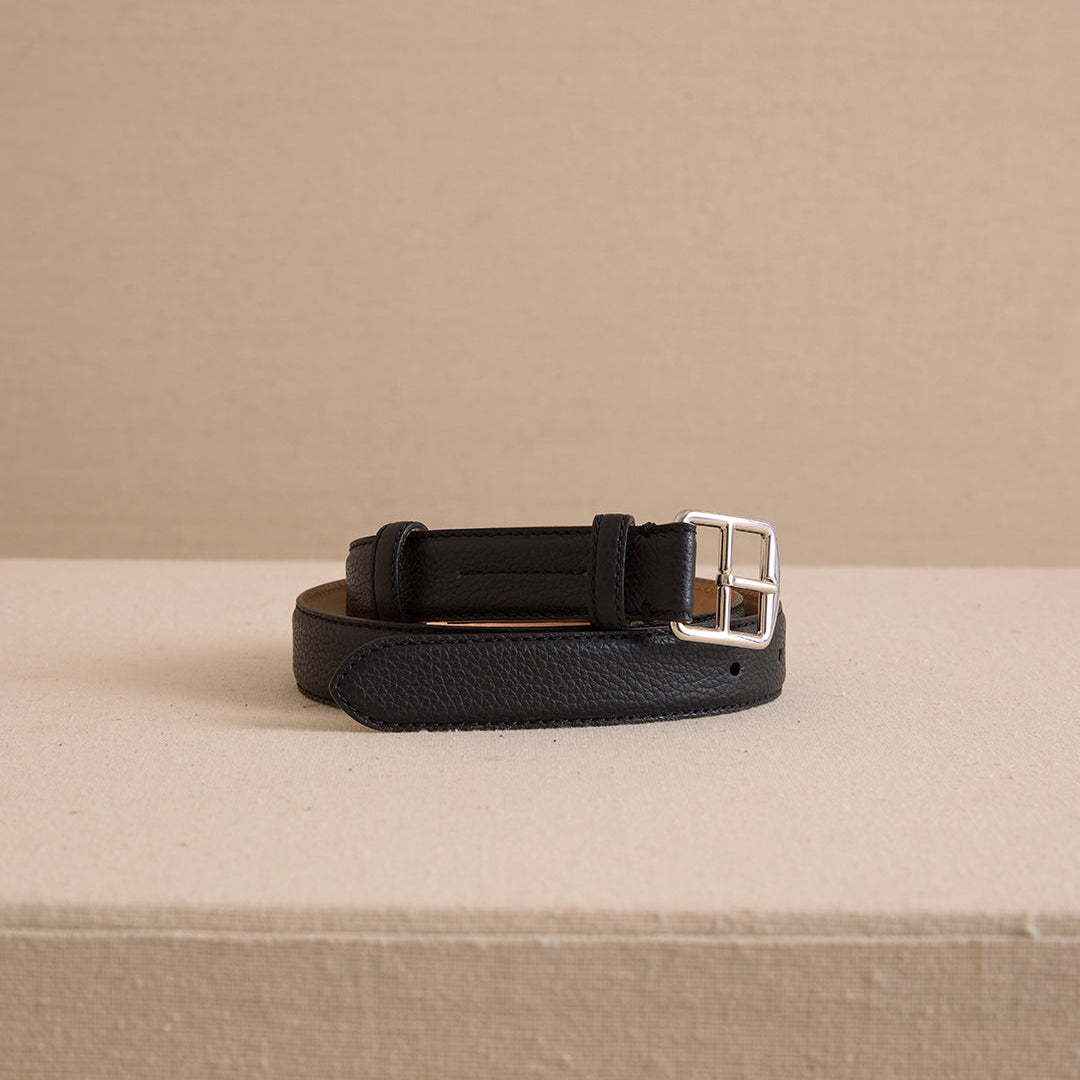 Leather Belt with Metal Buckle Hardware