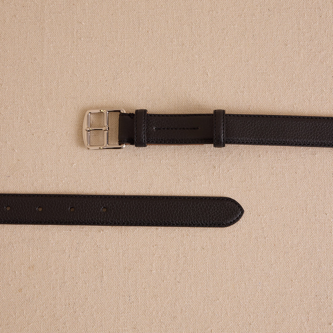 Leather Belt with Metal Buckle Hardware - Image 2