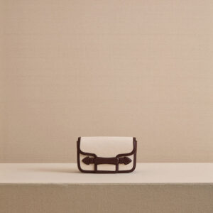 Clutch Bag with Canvas Exterior and Leather Trim
