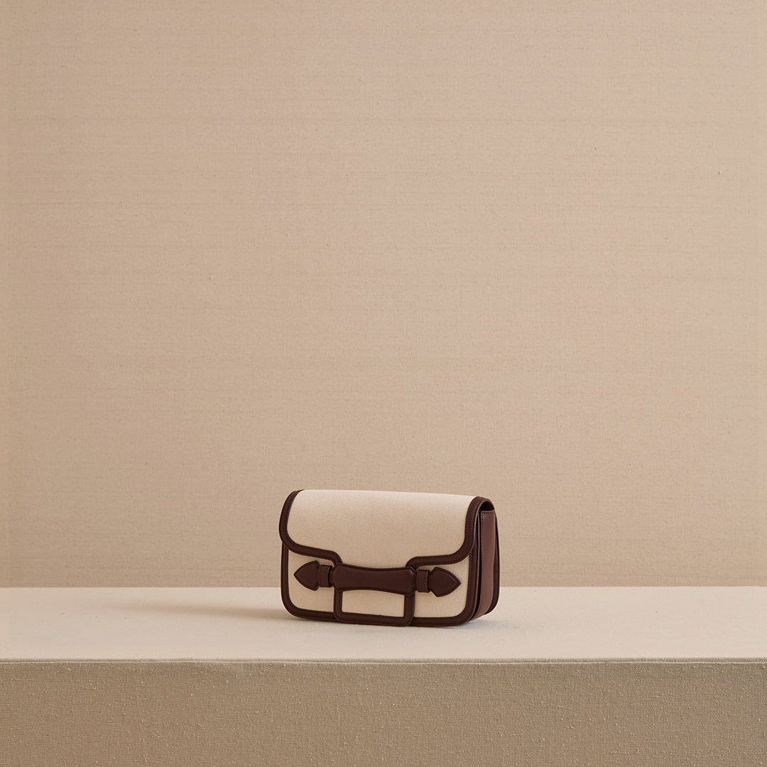 Clutch Bag with Canvas Exterior and Leather Trim - Image 3