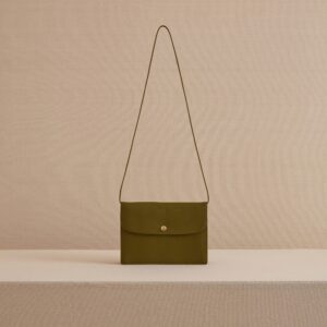 Leather Pouch Bag with Removable Strap and Snap Closure