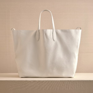 Leather Tote Bag with Slouchy Design and Multi-Strap Closure