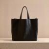 Leather Tote Bag with Slouchy Design and Adjustable Strap